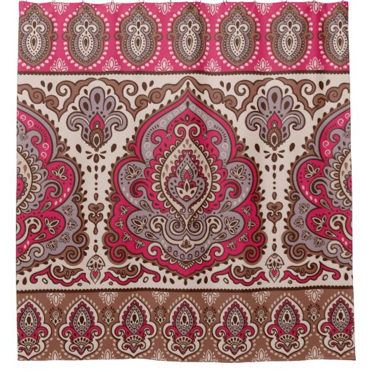 Indiase bloemenpaisley, etnisch mandala patroon. douchegordijn (Voorkant)