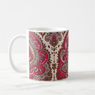 Indiase bloemenpaisley, etnisch mandala patroon. koffiemok