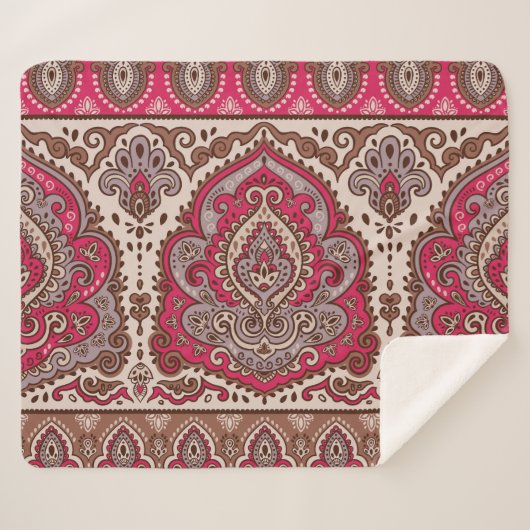 Indiase bloemenpaisley, etnisch mandala patroon. sherpa deken (Voorkant (horizontaal))