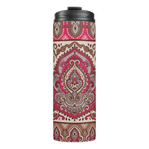 Indiase bloemenpaisley, etnisch mandala patroon. thermosbeker