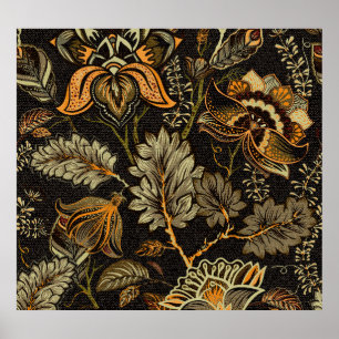 Indiase bloempaisley, naadloos etnisch patroon. poster