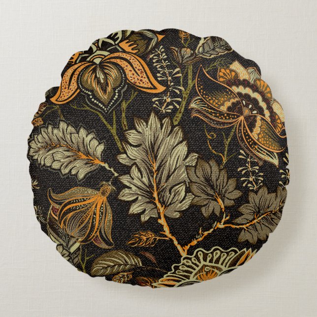 Indiase bloempaisley, naadloos etnisch patroon. rond kussen (Voorkant)