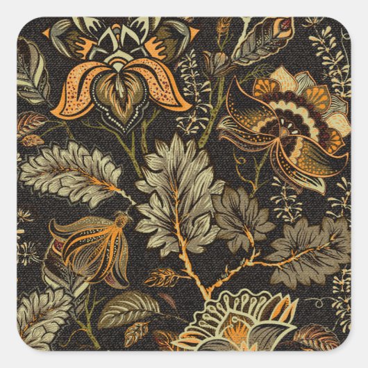 Indiase bloempaisley, naadloos etnisch patroon. vierkante sticker (Voorkant)