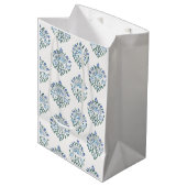 Indiase blokdrukmedaillon, blauwgroen medium cadeauzakje (Voorkant Gekanteld)