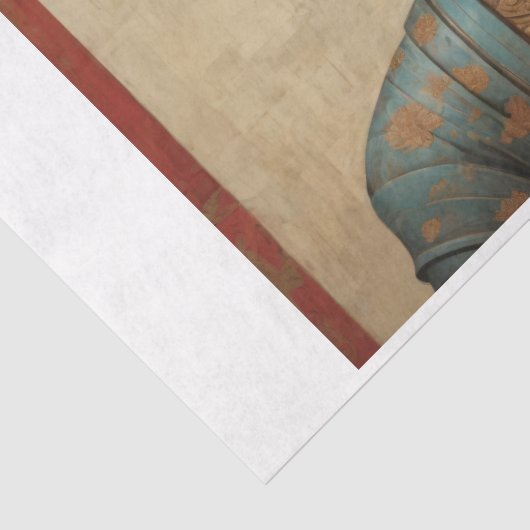 Indiase Boeddha op perkament met bloemen Tissuepapier (Detail)