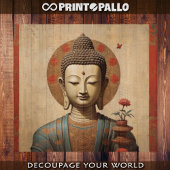 Indiase Boeddha op perkament met bloemen Tissuepapier