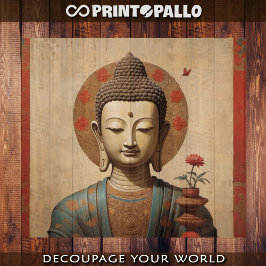 Indiase Boeddha op perkament met bloemen Tissuepapier