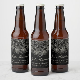 Indiase Boho Zwarte Huwelijk Net Getrouwd Bier Etiket