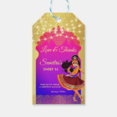 Indiase Bollywood meisjes verjaardagsfeestgunst Cadeaulabel (Voorkant)