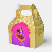 Indiase Bollywood meisjes verjaardagsfeestje sjabl Bedankdoosjes (Achterkant)