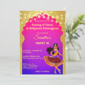 Indiase Bollywood meisjes verjaardagsfeestje sjabl Kaart (Staand voorkant)