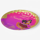 Indiase Bollywood meisjes verjaardagsfeestje sjabl Papieren Bordje (Gekanteld)