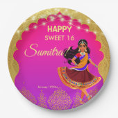 Indiase Bollywood meisjes verjaardagsfeestje sjabl Papieren Bordje (Voorkant)