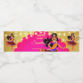 Indiase Bollywood meisjes verjaardagsfeestje sjabl Waterfles Etiket (Enkel label)