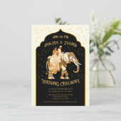 Indiase bruid bruidegom olifant bruiloft kaart (Staand voorkant)