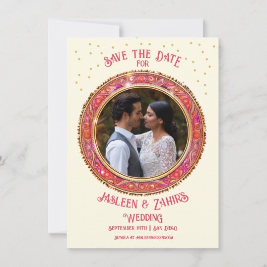 Indiase bruid bruidegom Save the Date Kaart (Voorkant)