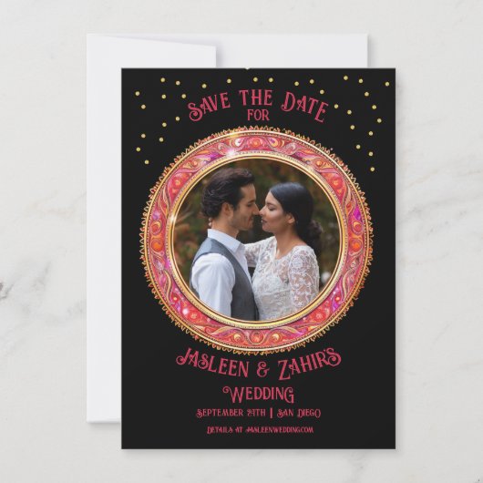 Indiase bruid bruidegom Save the Date Kaart (Voorkant)