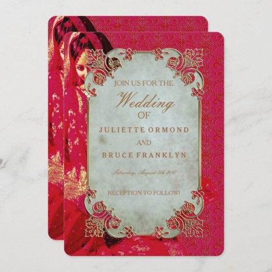 Indiase bruid ~ bruiloft uitnodiging (Voorkant / Achterkant)