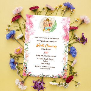 Indiase bruid Haldi-ceremonie Hindoe-koppel Ganesh Kaart