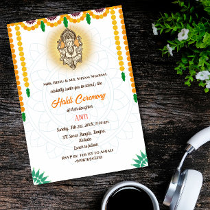 Indiase bruid Haldi-ceremonie Hindoe-koppel Ganesh Kaart