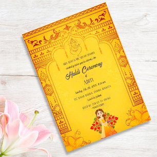 Indiase bruid Haldi-ceremonie Hindoe-koppel Royal Kaart
