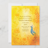 Indiase Bruid Haldi Ceremonie Pauw Bloemstuk Kaart (Voorkant)