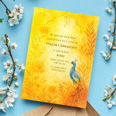 Indiase Bruid Haldi Ceremonie Pauw Bloemstuk Kaart