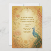 Indiase Bruid Haldi Ceremonie Pauwbloem Floral Kaart (Voorkant)