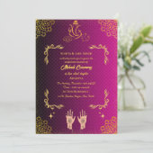 Indiase Bruid Mehndi Ceremonie Ganesha Kaart (Staand voorkant)