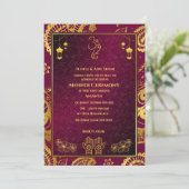 Indiase bruid Mehndi ceremonie Golden Design Kaart (Staand voorkant)