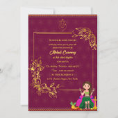 Indiase Bruid Mehndi Ceremonie Gouden Element Gane Kaart (Voorkant)