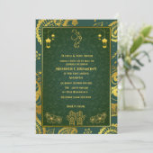 Indiase Bruid Mehndi Ceremonie Gouden Ontwerp Kaart (Staand voorkant)