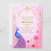 Indiase Bruid Mehndi Ceremonie Pauw Bloemstuk Kaart (Voorkant)