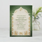 Indiase Bruid Mehndi Ceremonie Pauwontwerp Kaart (Staand voorkant)