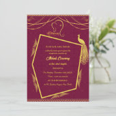 Indiase Bruid Mehndi Ceremonie Pauwontwerp Kaart (Staand voorkant)