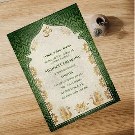 Indiase Bruid Mehndi Ceremonie Pauwontwerp Kaart