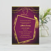 Indiase Bruid Mehndi Ceremonie Pauwontwerp Kaart (Staand voorkant)