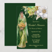 Indiase bruid wordt groen gouden bloemen botanisch kaart (Voorkant / Achterkant)