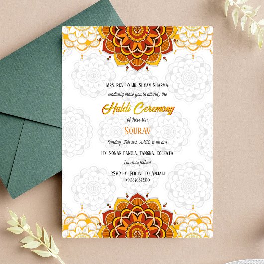 Indiase bruidegom Haldi ceremonie Kaart