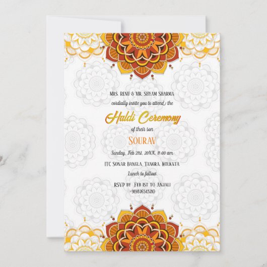 Indiase bruidegom Haldi ceremonie Kaart (Voorkant)