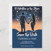 Indiase bruiloft bewaart de datum die het in sterr kaart (Voorkant)