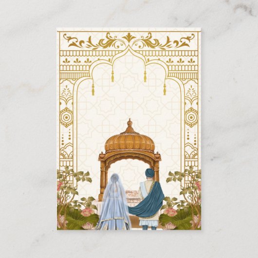 Indiase bruiloft Bloemen Lotus Oriental QR code RS Informatiekaartje (Achterkant)