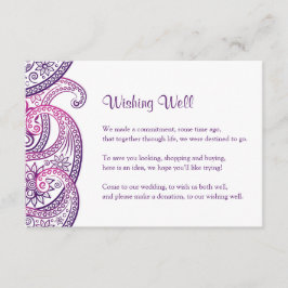 Indiase bruiloft die goed, Paarse & roze Paisley w Informatiekaartje