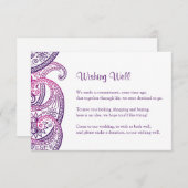 Indiase bruiloft die goed, Paarse & roze Paisley w Informatiekaartje (Voorkant / Achterkant)