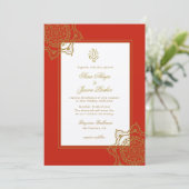 Indiase bruiloft Ganesh Rood & Goud Mandala Kaart (Staand voorkant)