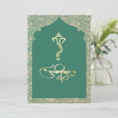 Indiase bruiloft Ganesha hindu uitnodiging (Staand voorkant)