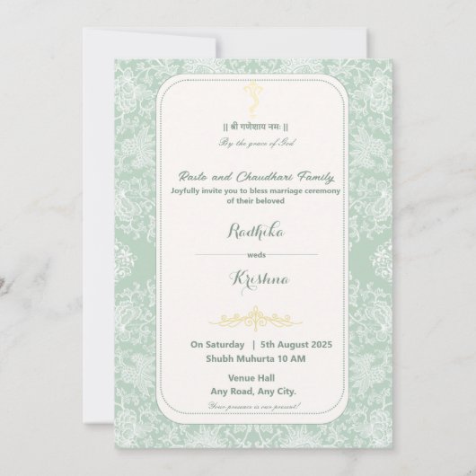 Indiase bruiloft Ganesha hindu uitnodiging (Achterkant)