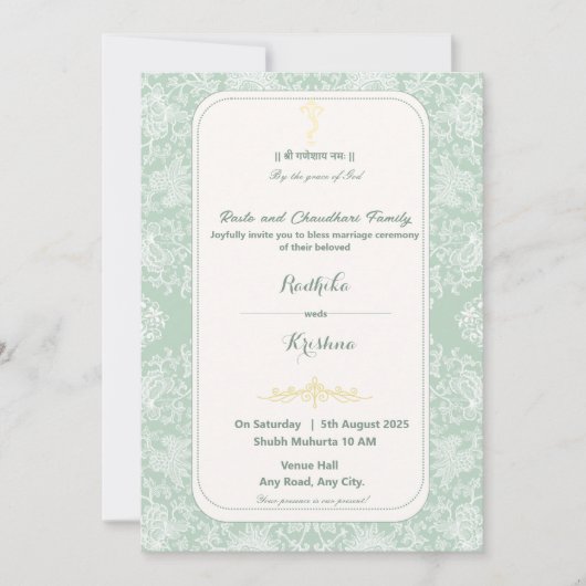 Indiase bruiloft Ganesha hindu uitnodiging (Voorkant)