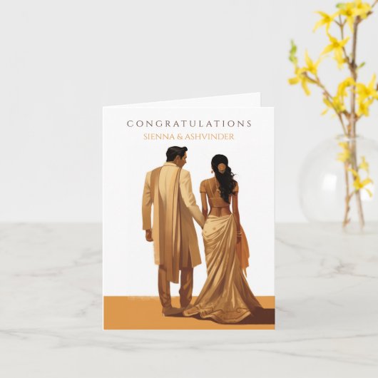 Indiase bruiloft gefeliciteerd Kaart (Gele Bloem)