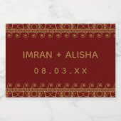 Indiase bruiloft goud Henna Paisley Bourgondië Voedselcontainer Etiket (Enkel label)